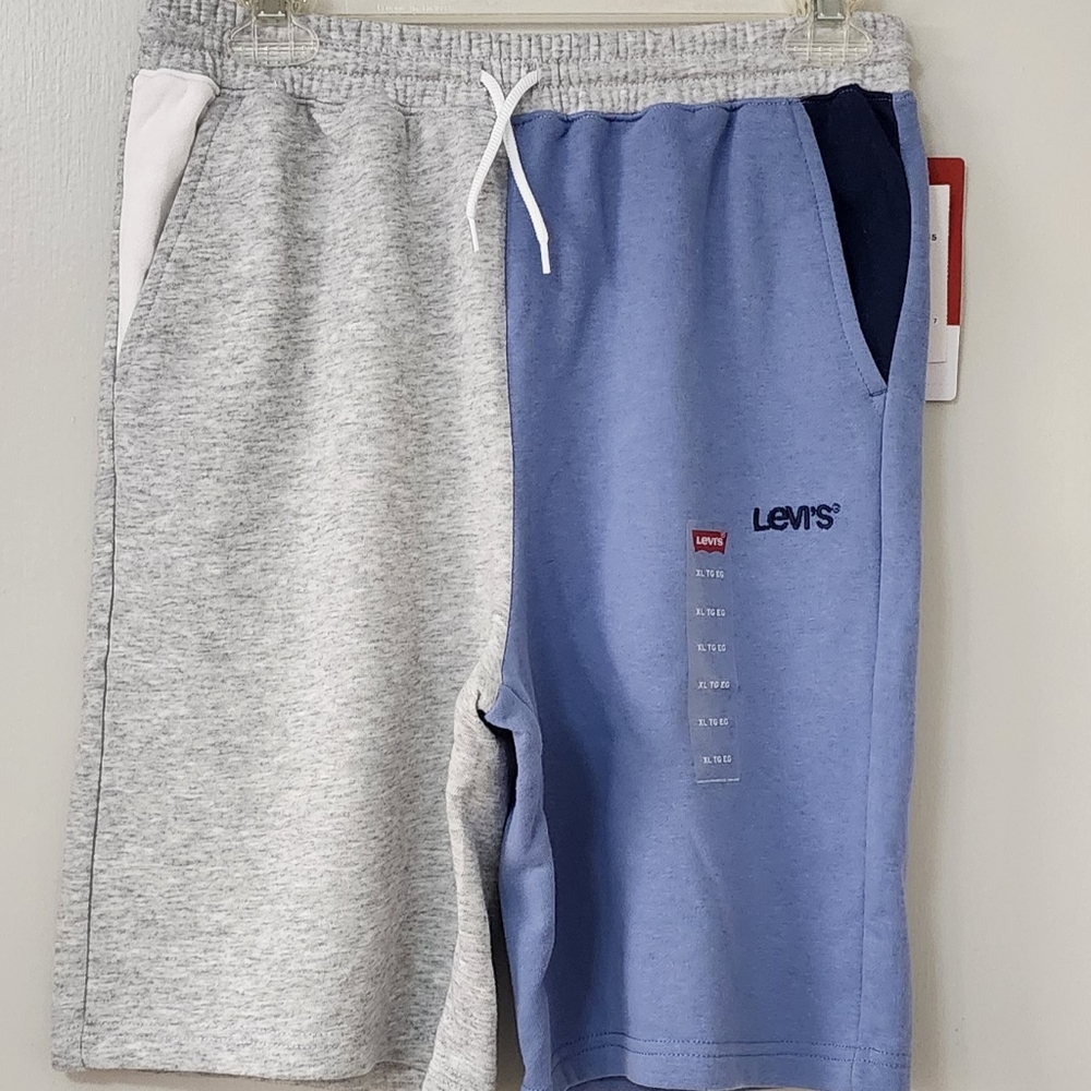 Levi's Activewear Terry Jogger Shorts. Blue Colorblock